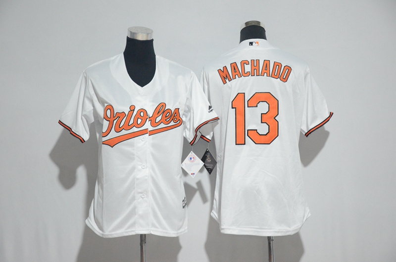 Womens 2017 MLB Baltimore Orioles #13 Machado White Jerseys->women mlb jersey->Women Jersey